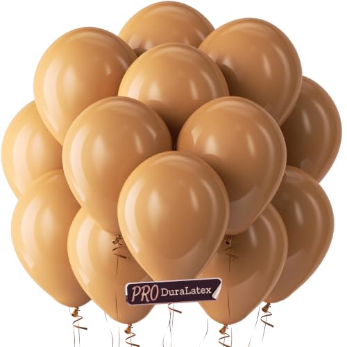 Image of Bezente Pro Duralatex Tan Balloons - 100 Pack 12 inch Extra-Thick Boho Neutral Light Brown Coffee Fall Balloons for Graduation Birthday Boy Gender Reveal Jungle Safari Woodland Fall Party Decorations