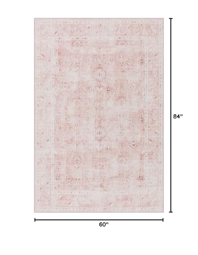 Tapete decorativo rosa y blanco 5 x 7 pies miniatura 2