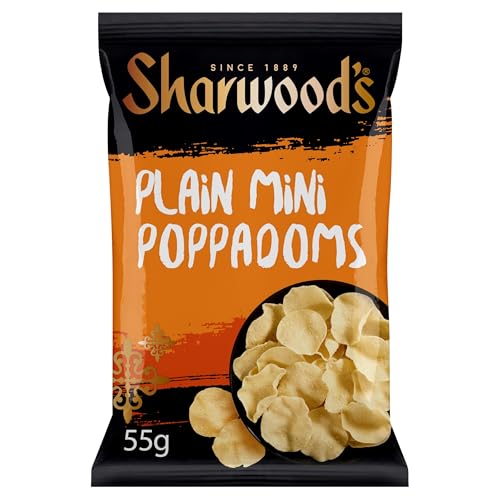 Sharwoods Plain Mini Poppadoms Crispy Indian Snack 55 g (1-Pack)