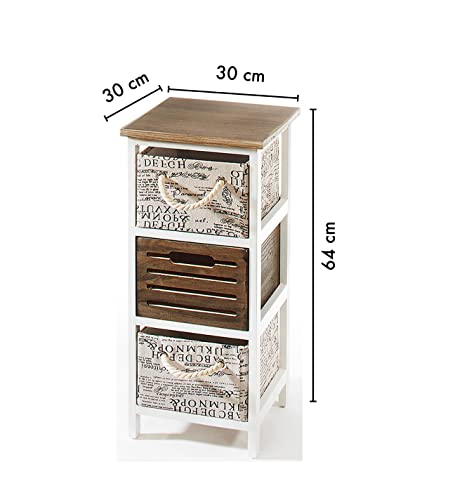 Schmaler Nachttisch von Kobolo mit 3 Schubfächern aus Holz