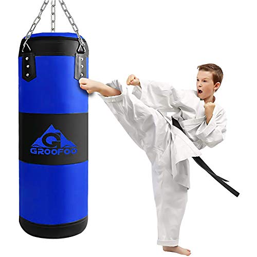 image for GROOFOO Kids Boxing Bag for Punching Sparring, UNFILLED Oxford Punch B
