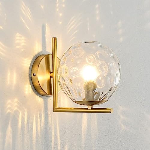 Lámpara de pared industrial retro con pantalla redonda de cristal transparente