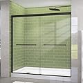 GETPRO Shower Door 68-72 in. W x 72 in. H Double Sliding Semi-Frameless Bypasss Bathroom Shower Glass Doors,1/4 inch Clear Tempered Glass Door for Walk-in Shower Matte Black