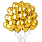 Gold Metallic Balloons 60PCS Party Balloons 12 Inch Latex Balloons for Birthday Party Chrome Gold Party Decorations for Wedding Birthday Graduation Baby Shower Bachelorette Retirement Party