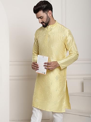 Image of SOJANYA (Since 1958 Men's Silk Blend Designer Long Kurta