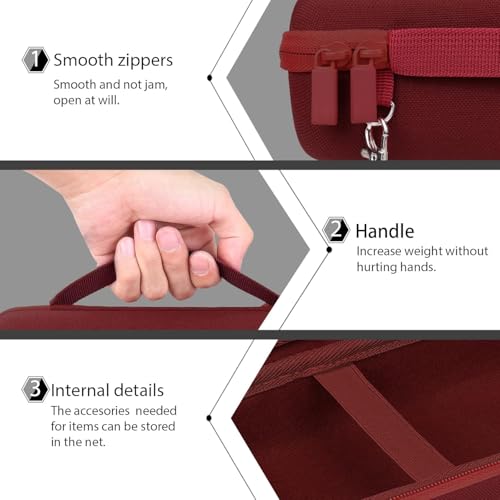 Image of co2CREA Hard Travel Case for Bose SoundLink Flex 2 /1 Speaker, Carmine Red | Carabiner Attachment, Comfortable Hand Strap, Detachable Shoulder Strap, Accessory Organization, Secure Protective Storage