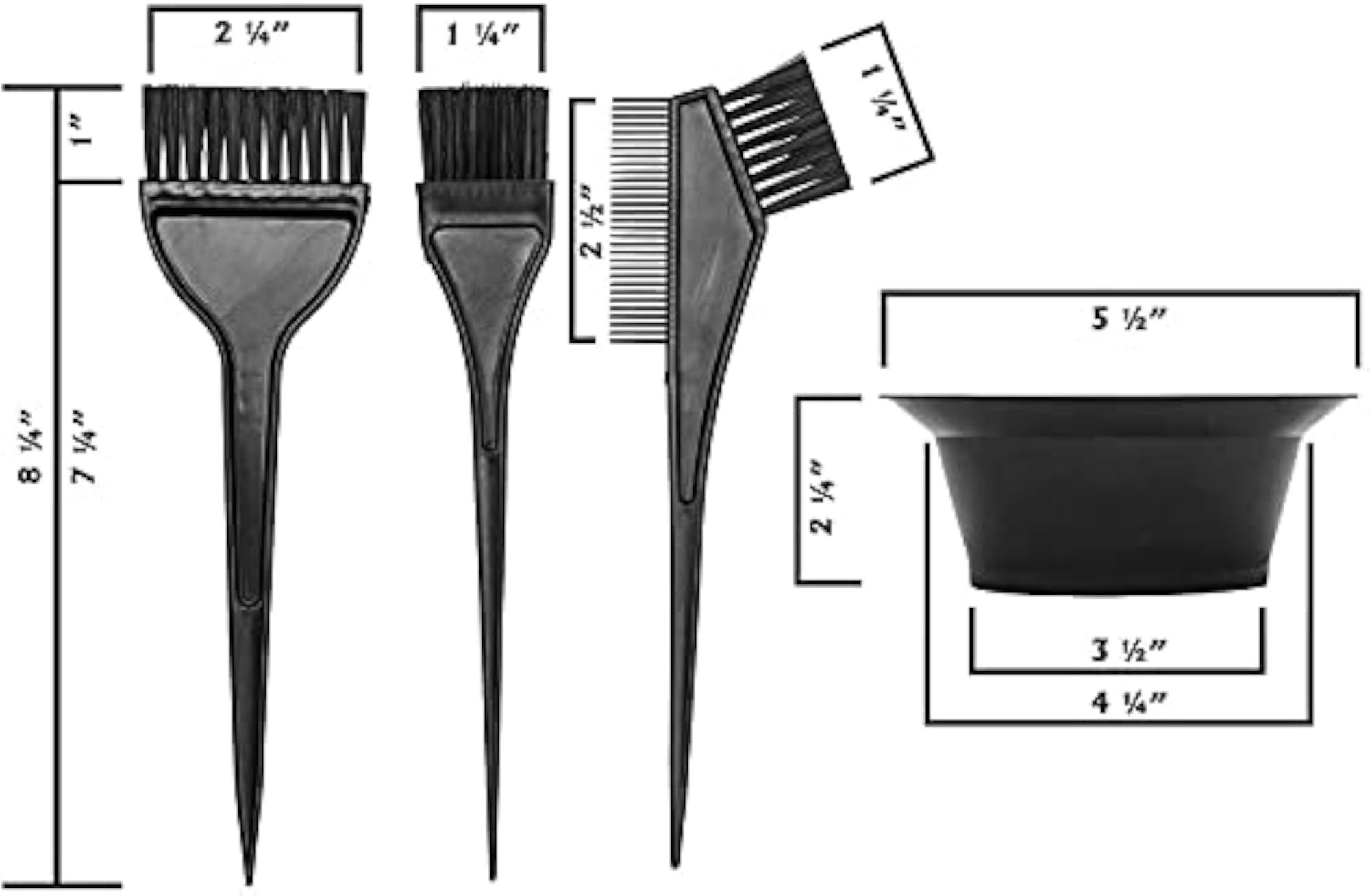 Hair Dye Colouring Kit with Mixing Bowl and Brushes