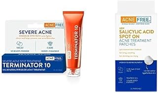 AcneFree Terminator 10 Acne Spot Treatment with Benzoyl Peroxide 10% 1 oz + AcneFree Pimple Spot Stickers with Salicylic Acid