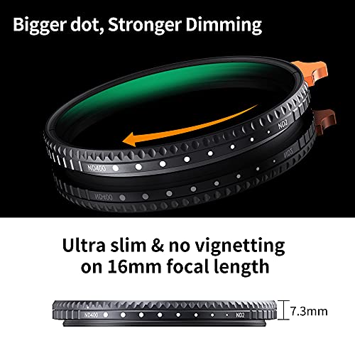 K&F Concept Nano-X 77mm ND Filter Variabler Graufilter ND2-400 (1-9 Stop) Vario ND Filter mit Filtertasche – Bild 4