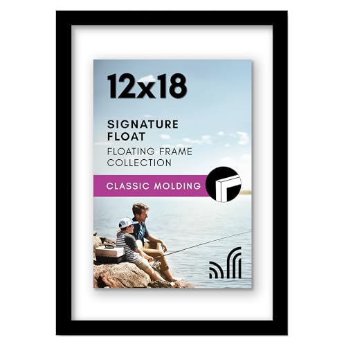 Americanflat 12x18 Floating Picture Frame with Polished Crystal-Clear Glass - Use as 8x10 Picture...