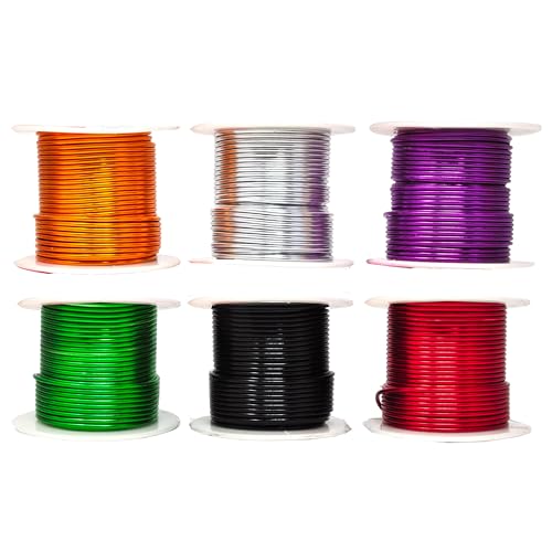 Image of Mandala Crafts 12 14 16 18 20 22 Gauge Anodized Jewelry Making Beading Floral Colored Aluminum Craft Wire Wholesale Combo 6 rolls (14 Gauge, Combo 3) | 330 FT, Colored, Flexible, Bendable for Bonsai Armature Sculpting Wire Wrapping Jewelry Making, Weather & Tarnish Resistant