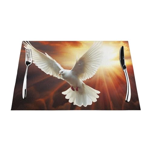 Sets de table design colombe et soleil en PVC tissé haut de gamme x6 - 3