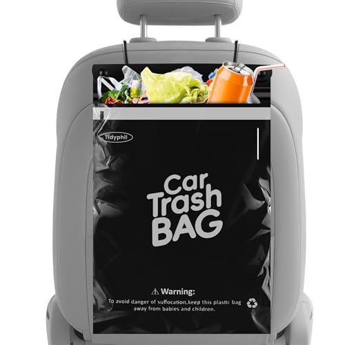 50 Bags Tidyphil Hanging Car Trash Bags Disposable Leak-proof Odor Seal. 2 Gallon Car Garbage Bags. Alternative to Car Trash Can Easy Stick-On Car Garbage Can for Car SUV Truck Vehicle Stroller.