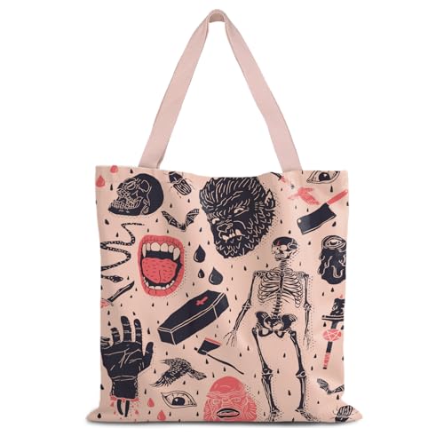 LUVADIAN Halloween Goth Tote Bag Gifts for Women, Preppy Pinktote...