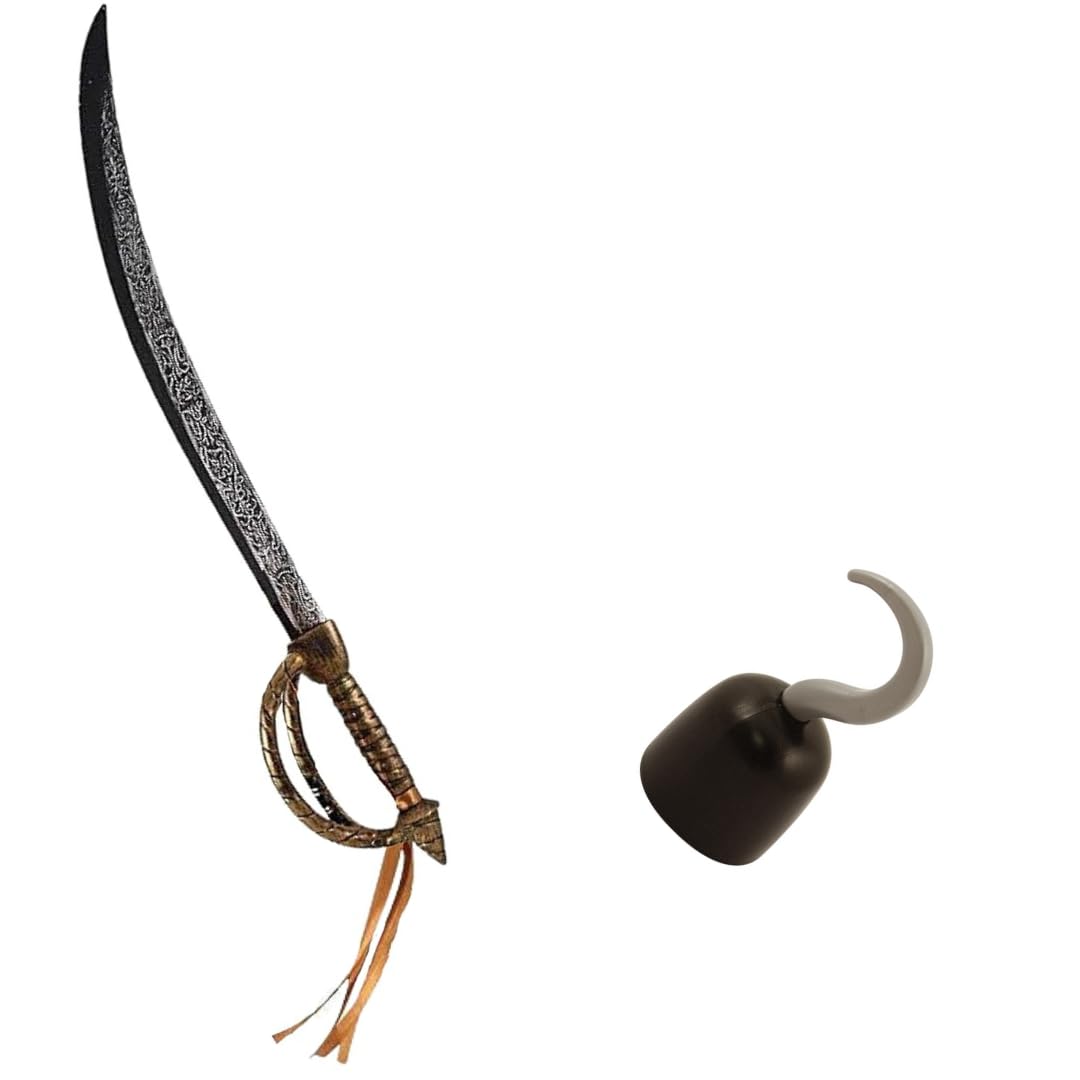 TC Toys Deluxe Pirate Sword (Cutlass) & Hook Set - Costume Accessories - Halloween Role Play Toy Weapon - Fancy Dress