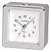 Produktbild Vedette Unisex Erwachsene-Wecker mit leisem VR10082 Intermittente-Alarm-Schlummerfunktion-Beleuchtung, Integralhelm, Quarz Analog, Zifferblatt weiß, Silber, 8 x 8 x 4,2 cm