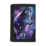 GLUDEAR Kids Boys Girls Wallet Trifold Youth Wallet Coin Pocket Card Holders Outdoor Novelty Wallet Money Organizer,Dream Wolf