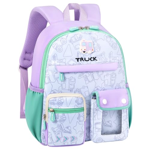 Padgene Mochilas infantis pré-escolares com desenho animado mini bolsa de viagem para idades de 2 a 5 anos, K-roxo (serve para pasta - sem coleira), M for Age 2-5, Mochilas Daypack