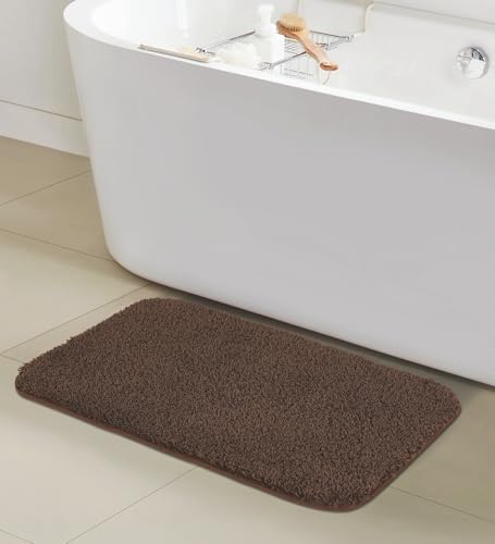 Image of Obsessions Ultra-Absorbent Quick-Dry Bath Mat | 1400 GSM Polyester | Soft, Non-Slip & Fast-Drying Bathroom Rug for Safety & Comfort | 40 x 60 cm | Chocolate