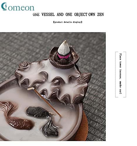 Two Fishes Incense Holders Ceramic Backflow Incense Burner Purple Clay Smoke Cone Sticks Holder #TOP5