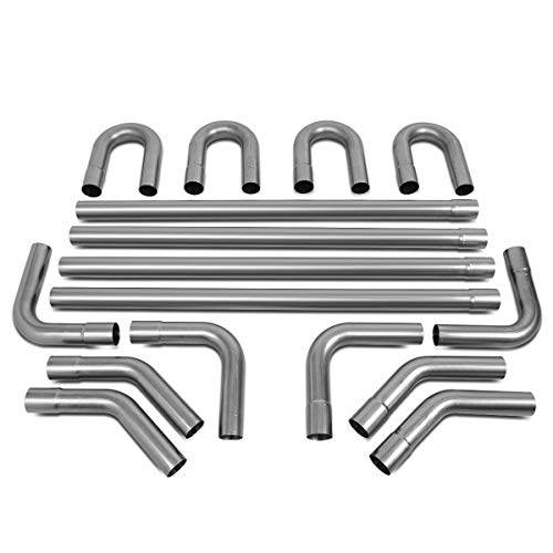 Image of DNA Motoring ZTL-225RAW 16Pcs 2.25 Inches OD DIY Custom Mandrel Exhaust Pipe Kit Straight & Bend