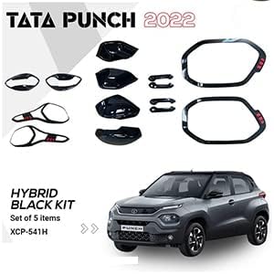 Image of Exterior Chrome Accessories Hybrid Black Finish Combo Kit for Tata Punch Chrome Side Garnish (2022)