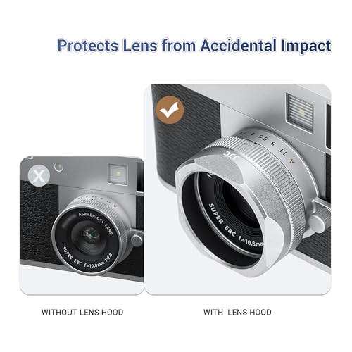 Capuchón de lente cuadrado metálico JJC y tapa para lentes para cámara Fuji X Half Xhalf, negro | Cubierta protectora XHalf con sujetador de tapa, anti-rayaduras, anti-perdida, sin viñeteo miniatura 5