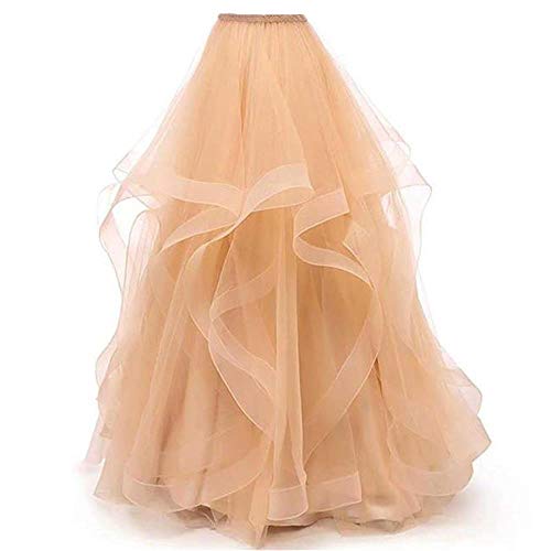 Yjnxhn Women's Long Maxi Tulle Skirt For Prom Party Night Out Beaded Waist Floor Length Blush 2X-Large #TOP1
