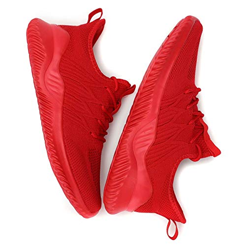 Image of Men's Non Slip Running Shoes Slip-on Comfortable Lightweight Breathable Walking Tennis Sneakers Zapatos de Hombre Red