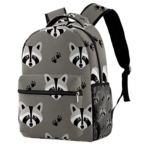 Sac à dos d'école raton laveur léger pour filles et garçons