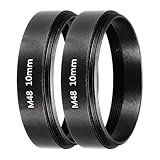 PATIKIL 10mm Telescope Extension Tube, 2Pcs M48 x 0.75mm on Both Sides Aluminum Alloy Lens Adapter Ring Extension Tube for Camera Eyepiece Telescope Accessory, Black