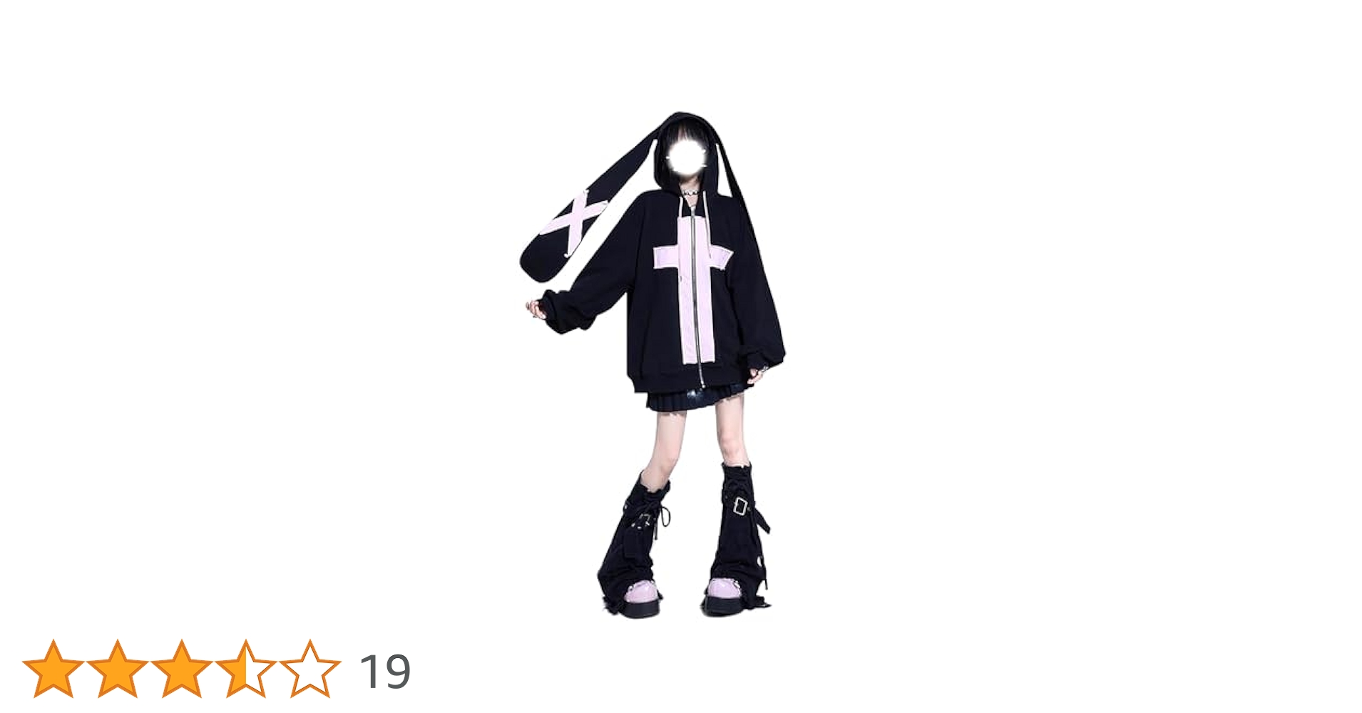 ウサギ耳フード付きストライプミニワンピース パンク かわいい 地雷系 Amazon.co.jp: [Misswdd] 病みかわいい ウサギ耳 パーカー