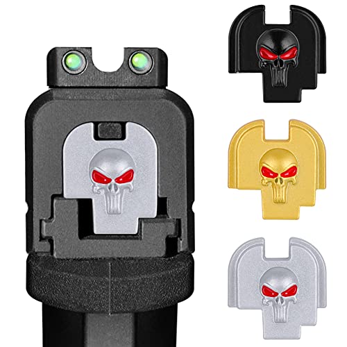 MyGunArts 3D Anodized Aluminum Rear Slide Cover Back Plates for 9MM .40 Springfield XDs & XDs M.2 Accessories, Skull Red Eye Silver