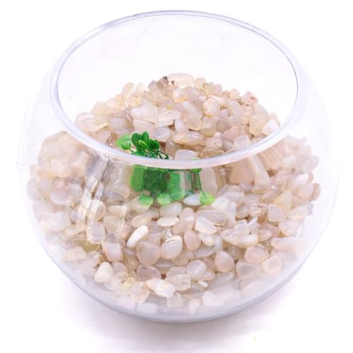 Image of WAYBER Natural Tumbled Agate Quartz Decorative Pebbles, 1 Lb Off-White | Lustrous Polished Finish, Rich Long-Lasting Hues, Toxin-Free Material, Perfect for DIY Crafts & Home Decor