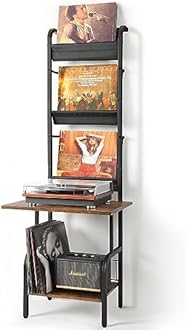 Record Player Stand with Vinyl Storage, Record Player Table with Vinyl Record Storage up to 200 Albums, Turntable Stand with Record Holder Display Shelf, Record Player Cabinet Organizer Rack
