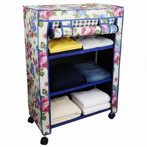 Image of CIPLA PLAST Space-Saving Classy Shoe Organizer, with Wheels, Storage Rack Covered Shoe Rack with Dustproof Fabric Cover, Powder Coated Metal Frame & Fabric Organizer (Medium, 4 Layer)
