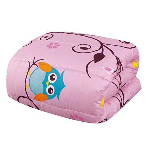 6 Piece Twin Size Kids Girls Teens Comforter Set Bed In Bag With Shams, Sheet Set And Decorative Toy Pillow, Owl Branch Print Pink Yellow Turquoise Girls Kids Comforter Bedding Set W/Sheets,T 6Pc Ob #TOP1