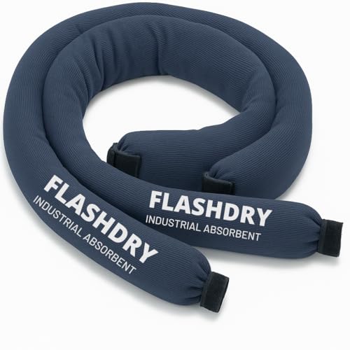 Image of FlashDry Absorbent Socks with Coir 5 Ft - Heavy-Duty Spill Containment & Leak Control for Hydrocarbons and Machine Fluids - Customizable with Velcro Ends, Reusable for Industrial & Home Use