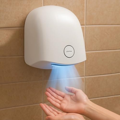 Image of Plantex Hand Dryer Automatic /1200W Small Hand Dryer Machine /Hand Wash Air Dryer for Bathroom /Office /Hotel /Commercial Use (White)