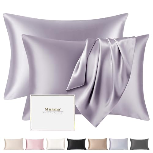 Muama Seidenkissenbezug 40x80 cm Maulbeerseide für Haar & Haut, Flieder – Ansicht 1