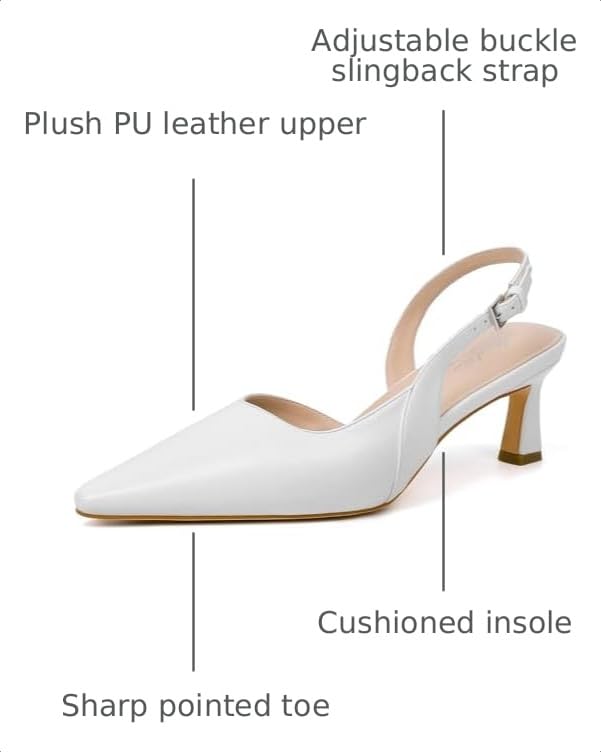 Image of Mostrin Kitten Heels for Women Slingback Pointed Closed Toe Heels Women's Pumps Shoes for Wedding, Party, Commuting