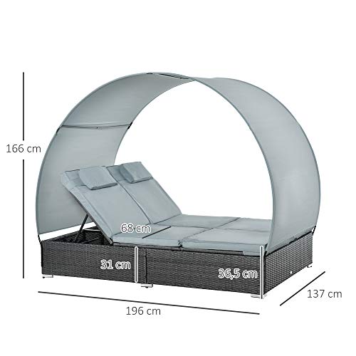 Doppelliege Outsunny Poly Rattan für zwei Personen