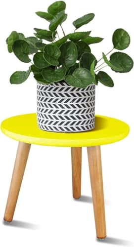 Image of WOOYNEX WOODEN Multifunctional Plant Stand - Modern Home Decor, Wood Planter Holder for Flower Pots, For Living Room Bedroom Balcony Indoor and Outdoor - Kids Stool-(Yellow)