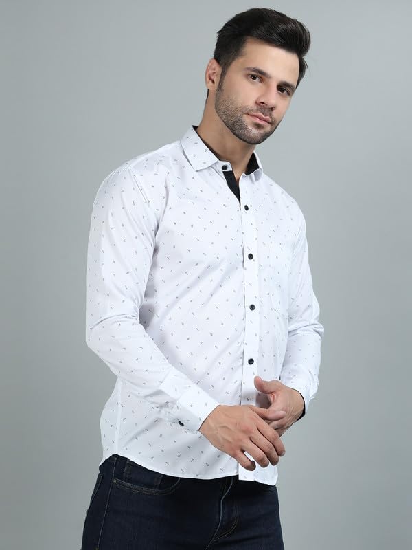 Image of Codaisy White Cotton Black Printed Shirt Full Sleeve