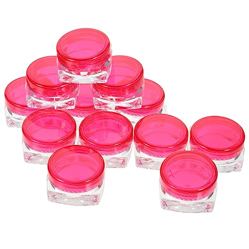 PACKOVE 5 Series Caja De Crema De Fondo Cuadrado Tarro De Muestra Cosmético Dispensador Cosmético De Viaje Con Tapas Lociones Pequeño Rosy El Plastico 12 Piezas X 5