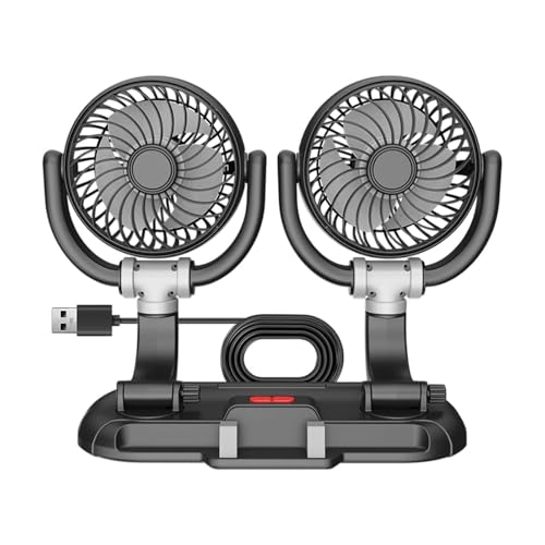 Ventilateur portable voiture double tête rotative silencieux 3 vitesses USB
