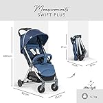 Hauck Reise Buggy Swift Plus / Ultra Leicht / Einhändig Faltbar / Super Kompaktes Klappmaß / mit Liegeposition / Belastbar bis 18 kg / Großer Korb / Denim Blau