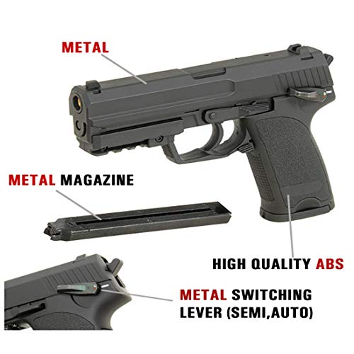 CYMA cm.125 AEP Softair Pistole elektrisch Vollmetall, unter 0,5 Joule, 6 mm BB, verstellbares Hop-Up, Semi und Vollautomatik, Airsoft inkl. Akku & Ladegerät