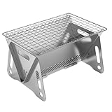 WINB Portable Folding BBQ Grill for 1-2 People - Mini Charcoal Grill for Camping, Compact Stainless Steel Fire Pit with Carry Bag, Outdoor Grill for Backyard, Hiking & Picnic (8.2X5.5 IN)