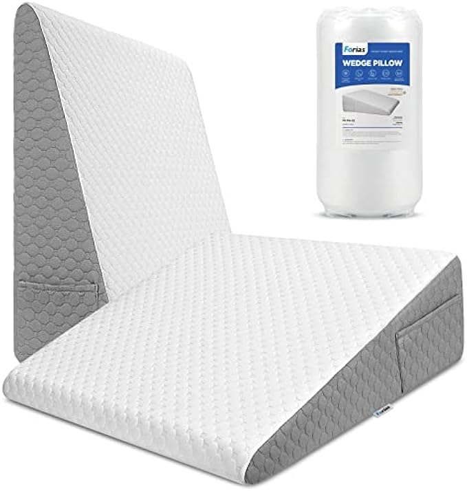 Forias 7.5" Bed Wedge Pillow for After Surgery Triangle Pillow Wedge for Acid Reflux Gerd Snoring Back Pain, Air Layer Sleeping Wedge Cover | Memory Foam Top